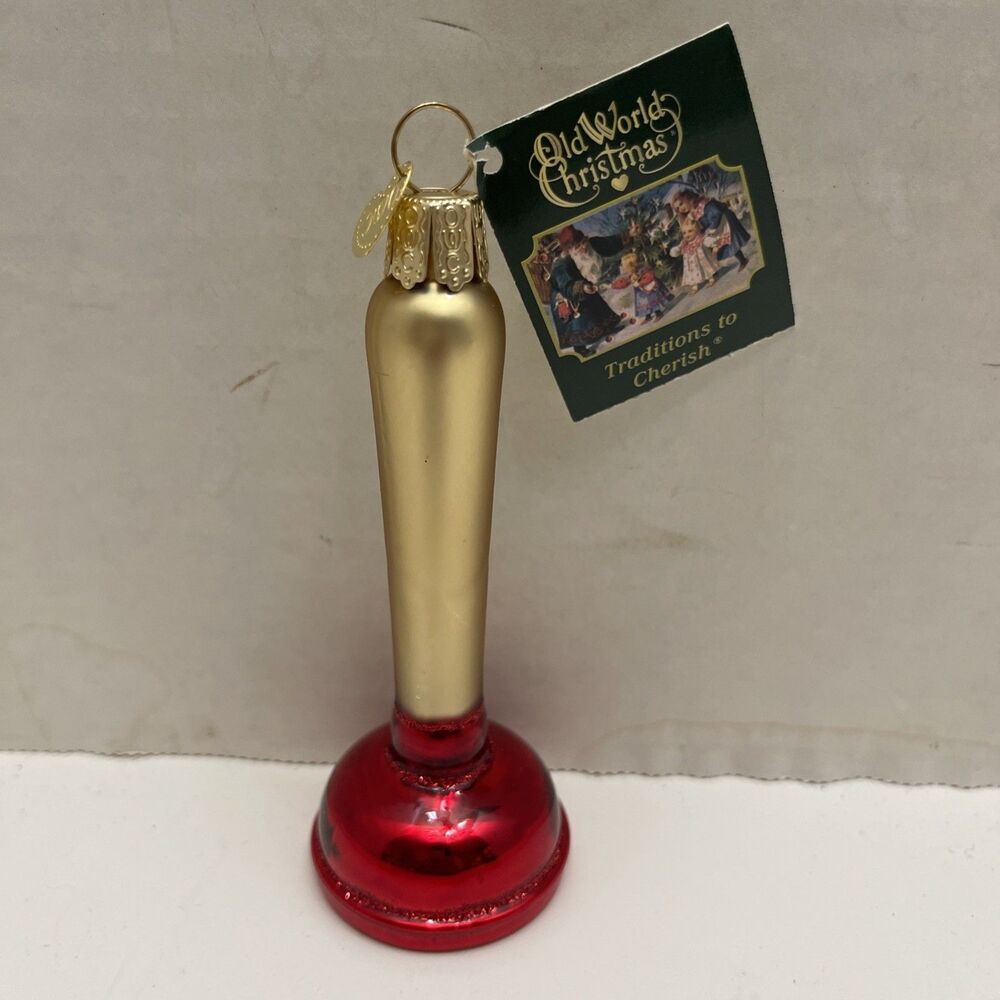 OLD WORLD CHRISTMAS TOILET PLUNGER GLASS CHRISTMAS ORNAMENT 32193